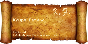 Krupa Ferenc névjegykártya