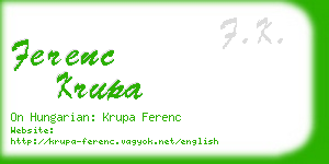 ferenc krupa business card